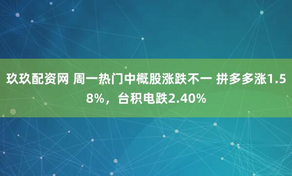 玖玖配资网 周一热门中概股涨跌不一 拼多多涨1.58%，台积电跌2.40%