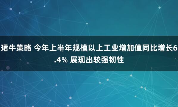 珺牛策略 今年上半年规模以上工业增加值同比增长6.4% 展现出较强韧性